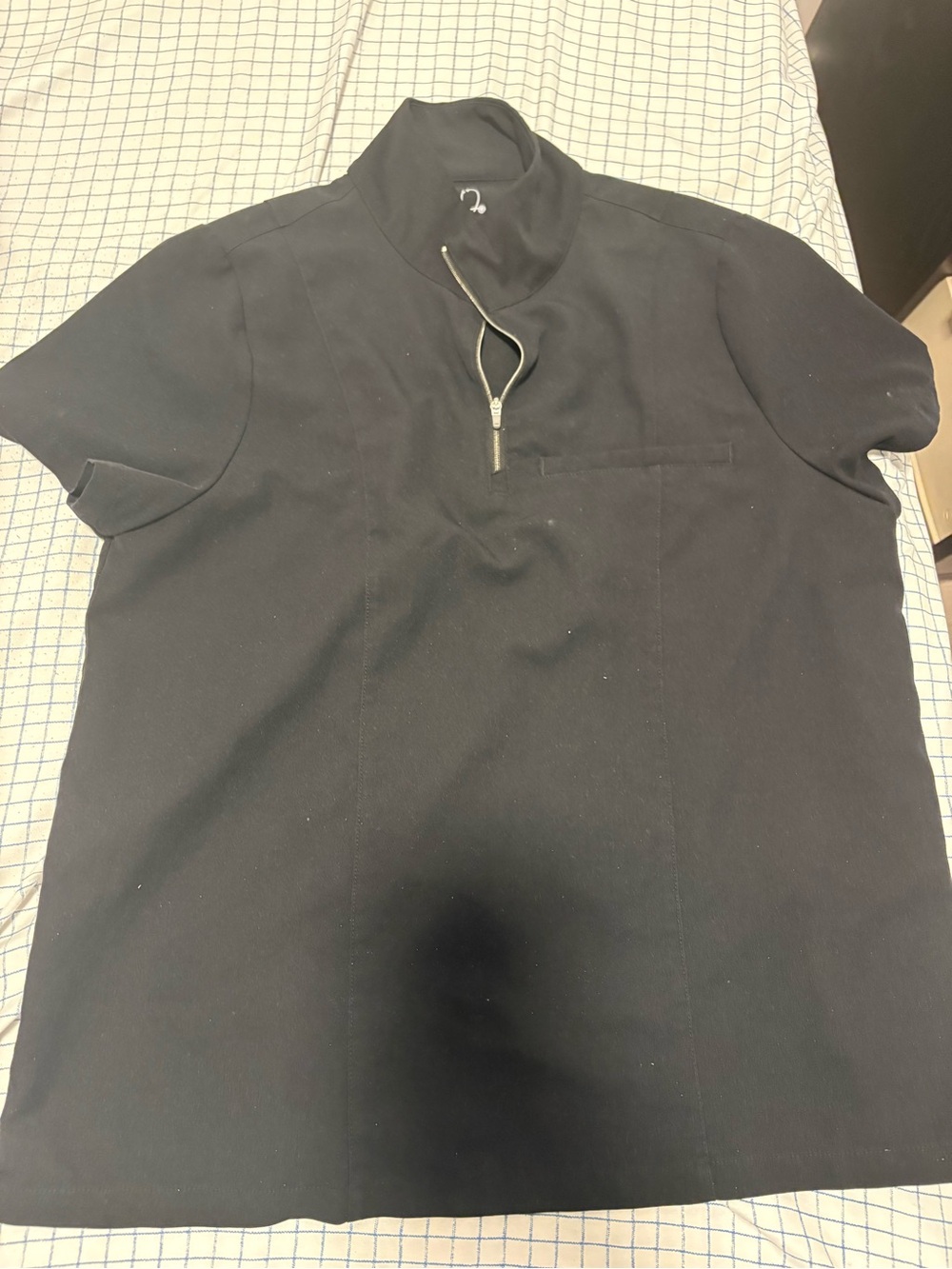 Jaanuu Black Short-Sleeve Zip-Neck Top